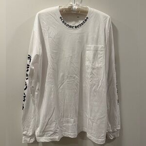 NEW!!!Chrome Hearts White Long Sleeve Tee with Sleeve Graphics